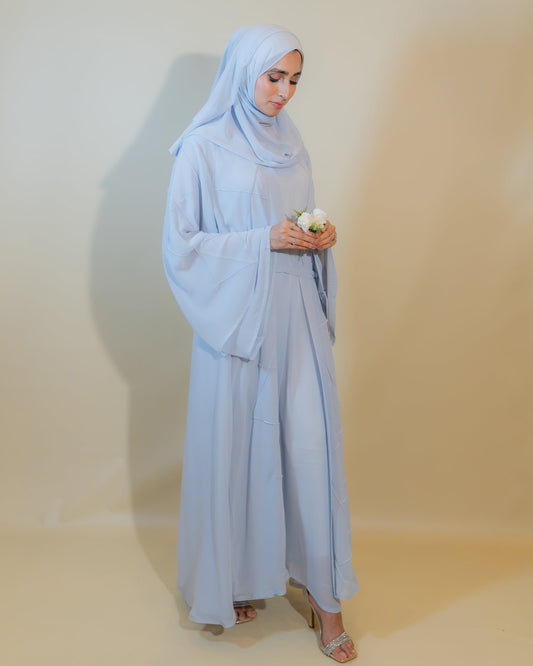 Sky Blue Chiffon Double Abaya