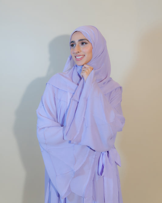 Lilac Chiffon Double Abaya